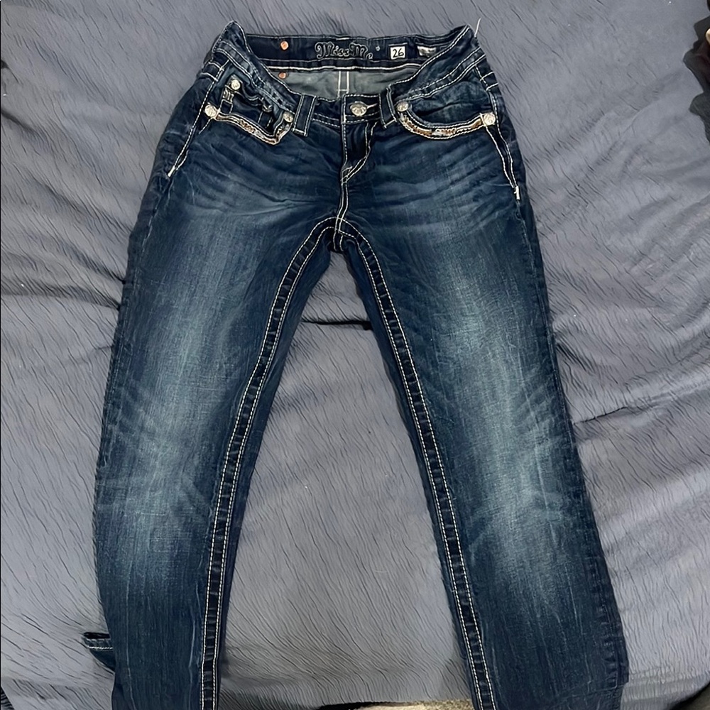 Miss Me Blue Skinny Jeans with Distressed Look